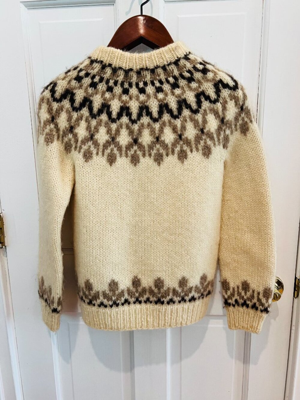 Original Icelandic Sweater - 100% wool - Vintage Alafoss Icewool Hand Knit - L - Picture 14 of 16